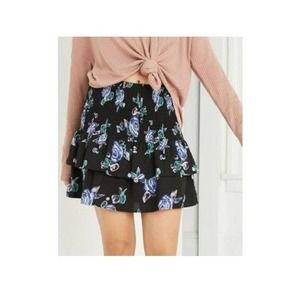 Wild Fable Floral Smocked Ruffle Mini Skirt